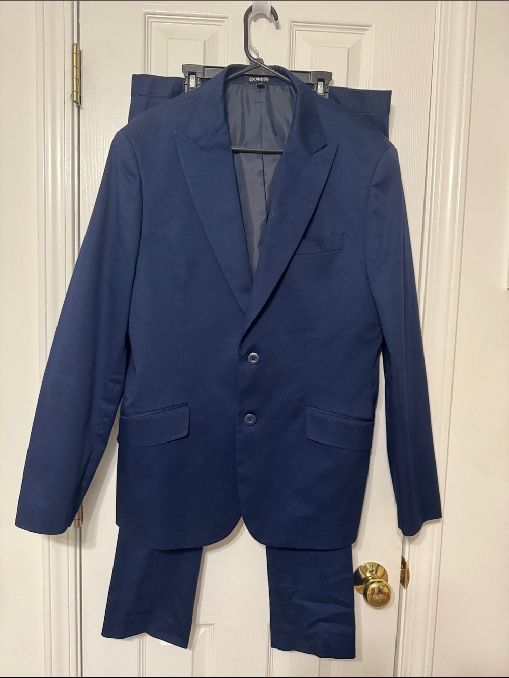 Express Men's Dark Navy Two-Piece Suit Perfect Condition